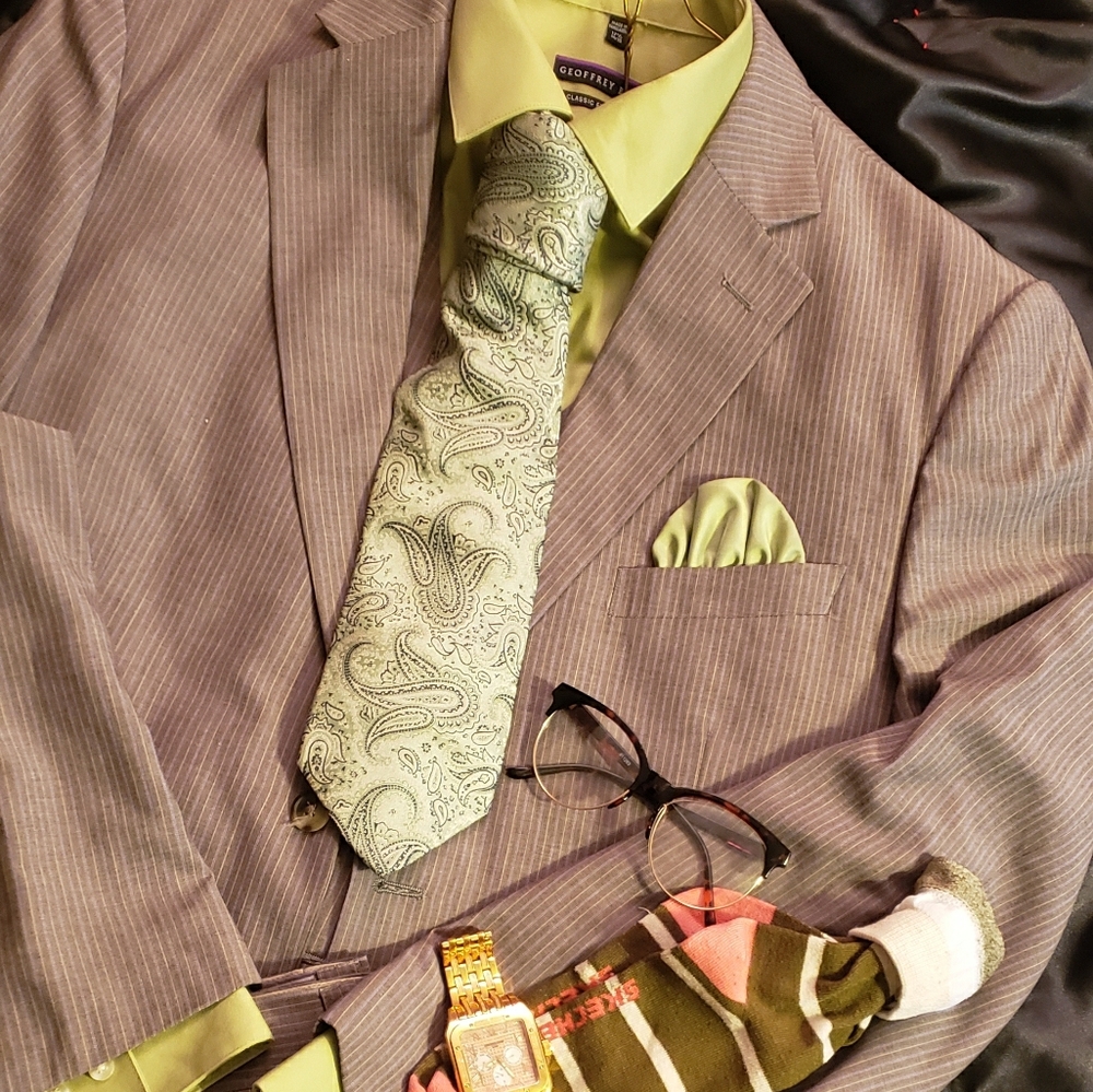 Men's 3 piece Grey pinned stripped Suit